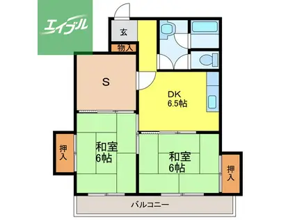 シーサイドコーポ(2SDK/4階)の間取り写真