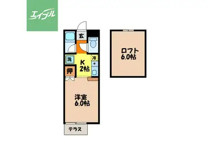 シーサイド京泊(1K/2階)の間取り写真