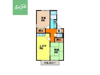 ニューセジュール畑中(2DK/2階)の間取り写真