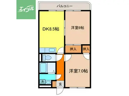 ミューシャ(2DK/1階)の間取り写真