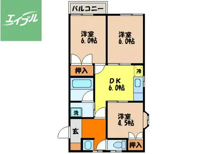 サンライズM(3DK/1階)の間取り写真
