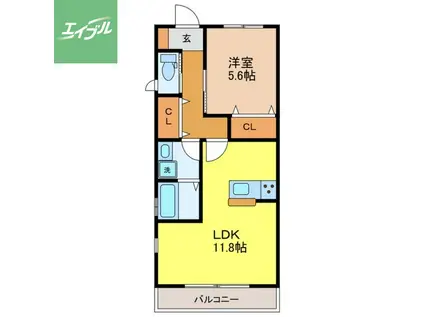 RILLY(1LDK/2階)の間取り写真