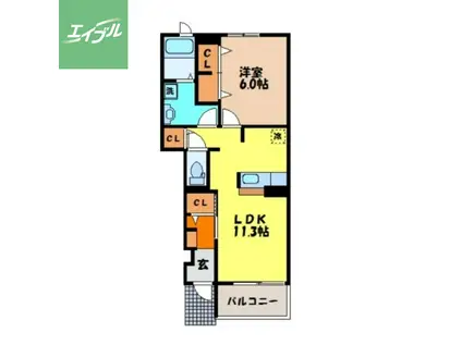 長崎本線 高田駅(長崎) 徒歩86分 2階建 築15年(1LDK/1階)の間取り写真
