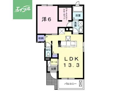 長崎本線 長与駅 徒歩20分 2階建 築8年(1LDK/1階)の間取り写真