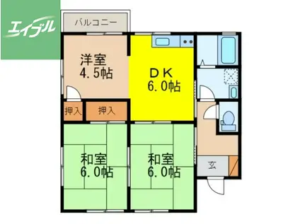 コーポ山下Ⅲ(3DK/2階)の間取り写真