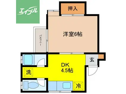 リバティハウス石神(1DK/2階)の間取り写真