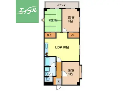 シャル夢館 高尾(3LDK/3階)の間取り写真