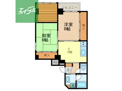 タケムラビル(2DK/4階)の間取り写真