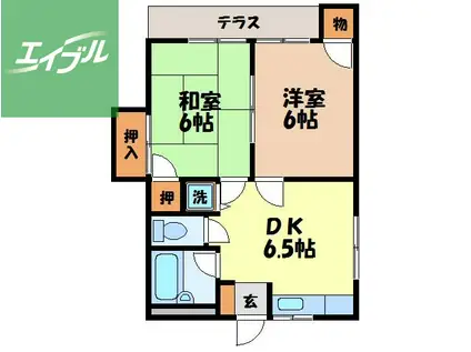 スプリングヒルズ(2DK/1階)の間取り写真