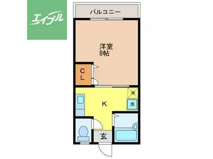 ブルーム(1K/1階)の間取り写真
