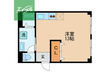 ライズ中園(ワンルーム/2階)の間取り写真