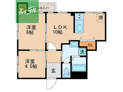 HILL STAGE TAKAO(2LDK/3階)の間取り写真