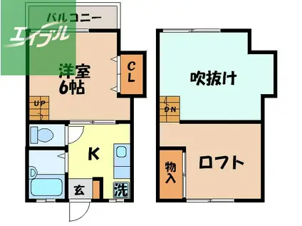 ブルーハイツ辻町(1K/1階)の間取り写真