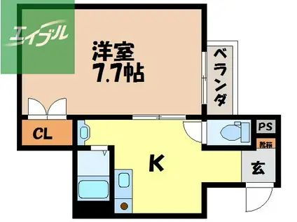 BRAVASーI(1K/2階)の間取り写真