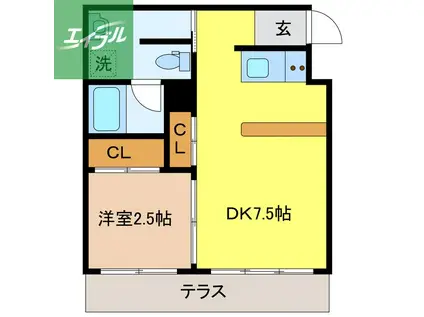 グリーンハイツ石田(1DK/1階)の間取り写真