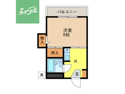 ハイツ音無(1K/4階)の間取り写真