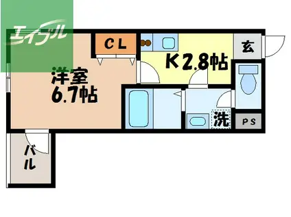 VIALE赤迫(1K/3階)の間取り写真