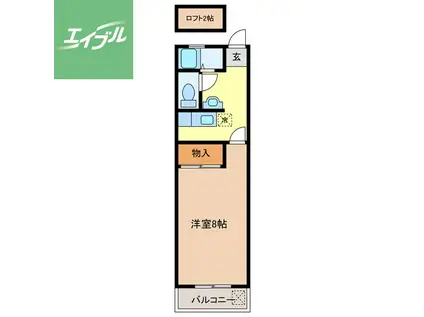 アールグレイ若竹(1K/2階)の間取り写真