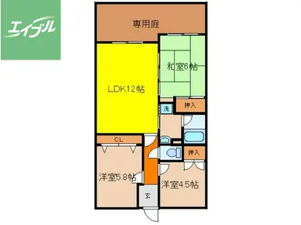 ラポール青山(3LDK/1階)の間取り写真