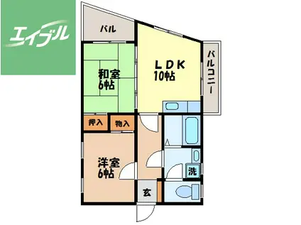 ソシアル山下(2LDK/2階)の間取り写真