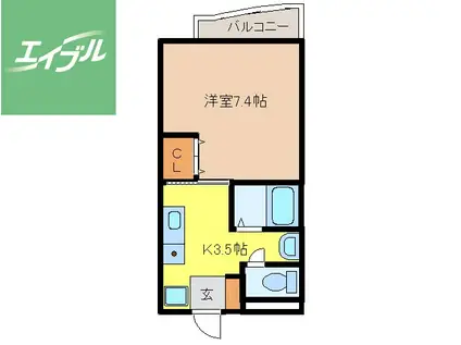 ミミ・エデン(1K/2階)の間取り写真