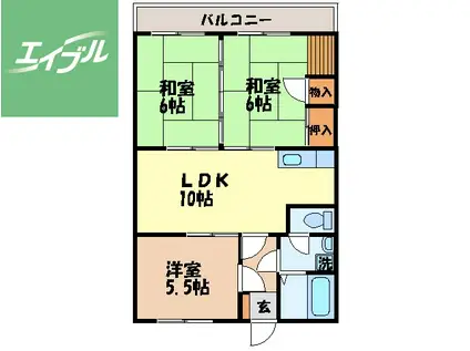 アールグレイマンション岩屋(3LDK/4階)の間取り写真