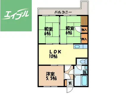 アールグレイマンション岩屋(3LDK/4階)の間取り写真