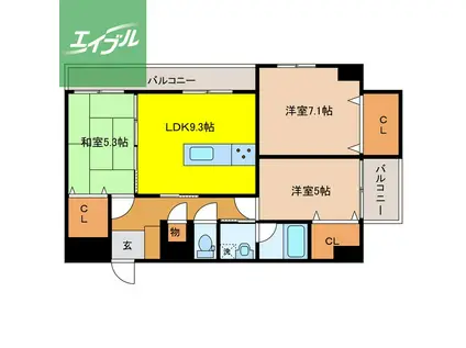 レリーフメゾン(3LDK/2階)の間取り写真