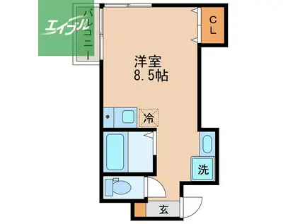 ハピーロード赤迫一番館(ワンルーム/4階)の間取り写真