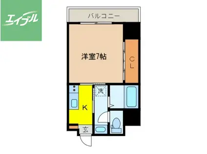 シャムロック城山(1K/2階)の間取り写真