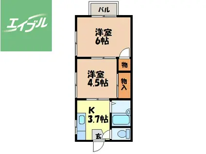 コーポレピュート高尾(2K/1階)の間取り写真