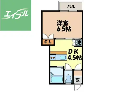 COCO花丘(1DK/1階)の間取り写真