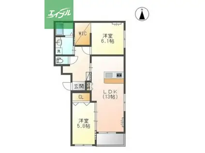 カーサ・グラン赤迫(2LDK/3階)の間取り写真