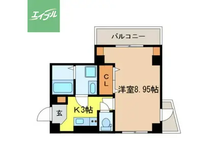 グリーンコート樺島(1K/3階)の間取り写真