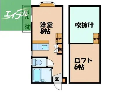 カーサヴェルデ梁川(ワンルーム/1階)の間取り写真