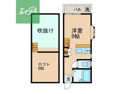 カーサヴェルデ梁川(ワンルーム/2階)の間取り写真