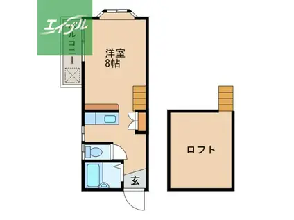 カーサヴェルデ梁川(ワンルーム/2階)の間取り写真