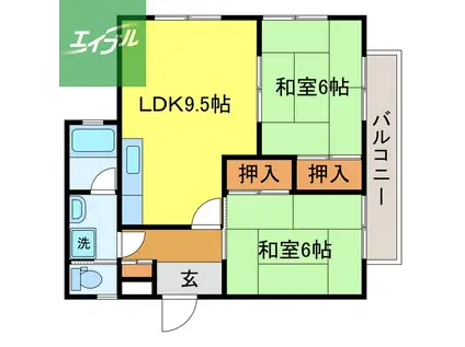 グランドメール清水(2LDK/1階)の間取り写真