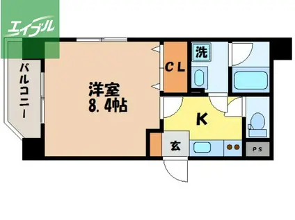 グリーンコート樺島(1K/4階)の間取り写真