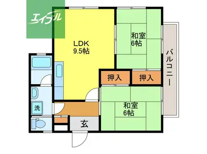 グランドメール清水(2LDK/2階)の間取り写真