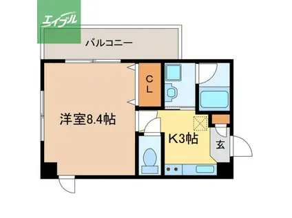 グリーンコート樺島(1K/1階)の間取り写真