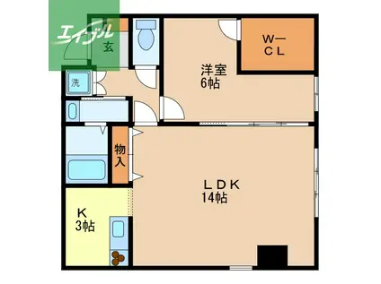 ドエル宝栄(1LDK/2階)の間取り写真