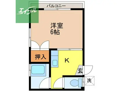 カリーナ立岩二番館(1K/1階)の間取り写真