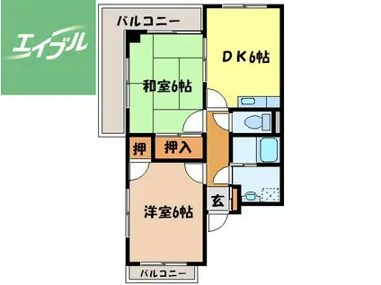 テラス明(2DK/3階)の間取り写真