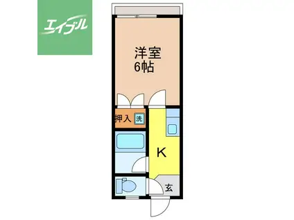 シャトーコスモ立山(ワンルーム/1階)の間取り写真