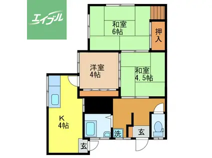 サニーヒル上銭座(3K/2階)の間取り写真