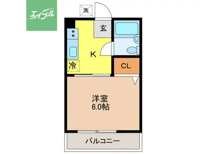 銭座ハイツ(1K/2階)の間取り写真