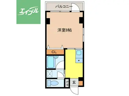 第1岩元ビル(1K/4階)の間取り写真