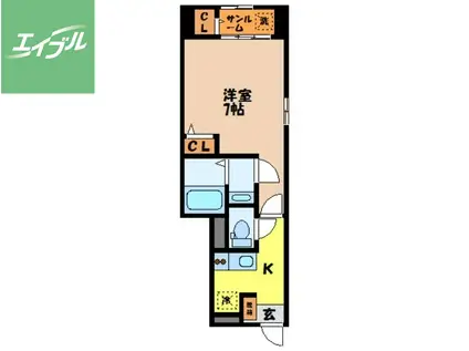 フォレスト ヒルズ M(1K/1階)の間取り写真