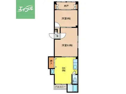 伊集院ビル(3SDK/2階)の間取り写真